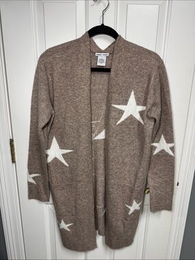 Sweet Romeo Taupe Star Open-Front Cardigan